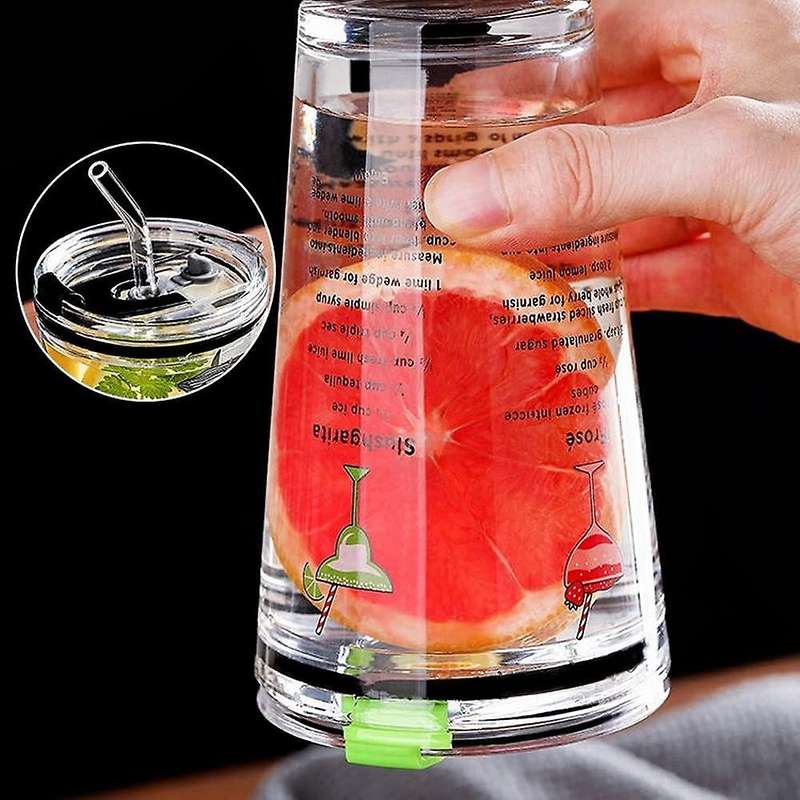 Travel Glass Coffee Cup with Non-Slip Cover Glass with Straws Cute Household Glass Cup with Scale 45