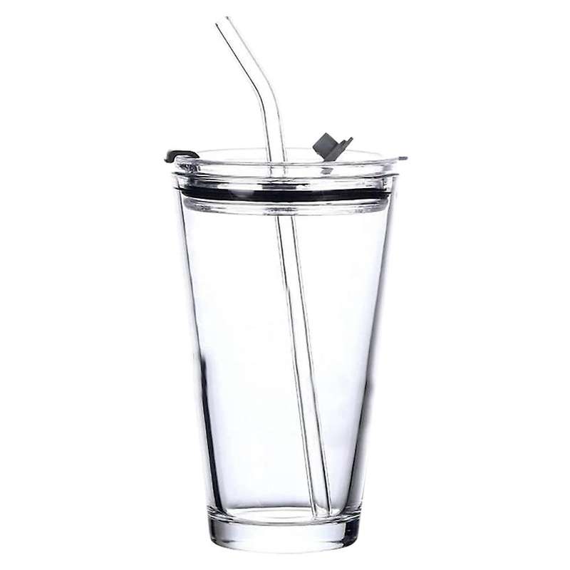 Travel Glass Coffee Cup with Non-Slip Cover Glass with Straws Cute Household Glass Cup with Scale 45