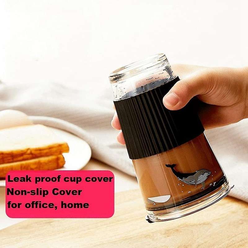 Travel Glass Coffee Cup with Non-Slip Cover Glass with Straws Cute Household Glass Cup with Scale 45