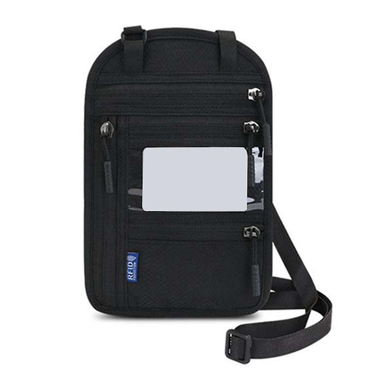 Travel Neck Wallet Pouch with RFID Blocking Passport Cover Holder Document Organizer Card Mobile Pho