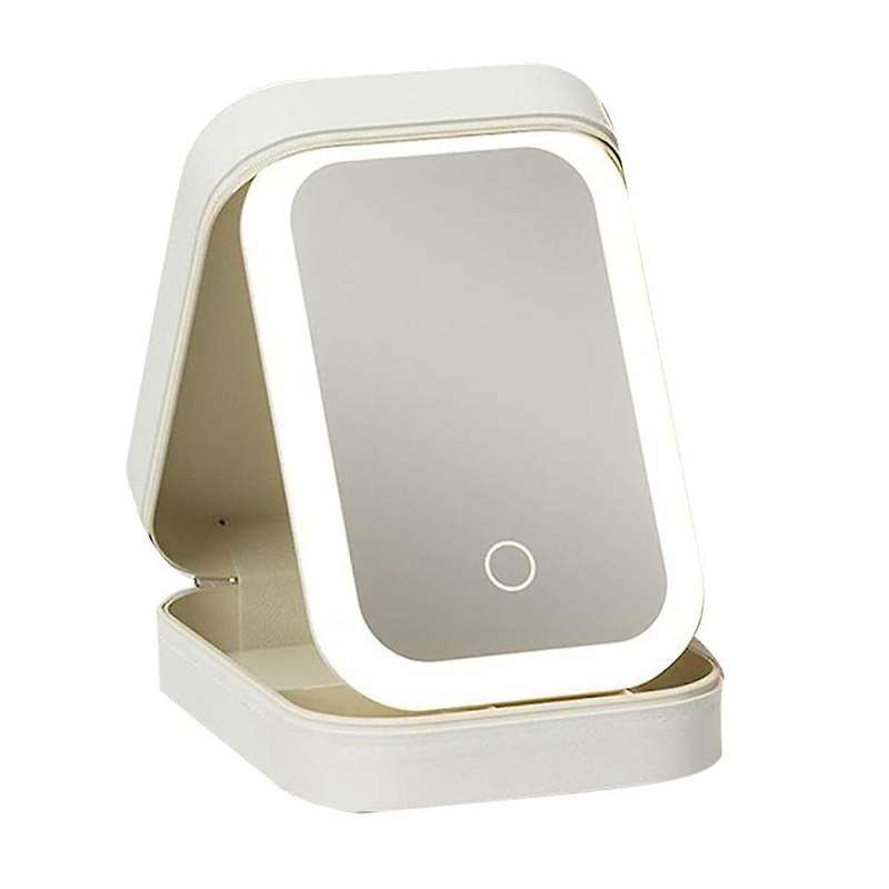 Travel Makeup Mirror with Light, Compact Makeup Bag with LED Mirror, Portable Lighted Beauty Mirror,