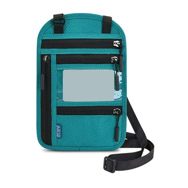 Travel Neck Wallet Pouch with RFID Blocking Passport Cover Holder Document Organizer Card Mobile Pho