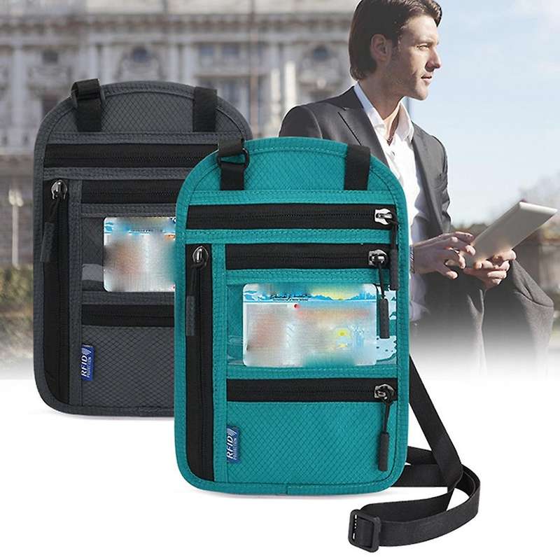 Travel Neck Wallet Pouch with RFID Blocking Passport Cover Holder Document Organizer Card Mobile Pho