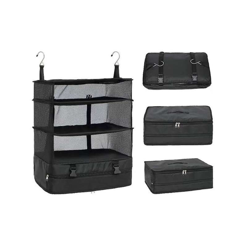 Travel Luggage Organizer Shelves Bag Suitcase Packing Square Collapsible Hanging Closet Storage Bag