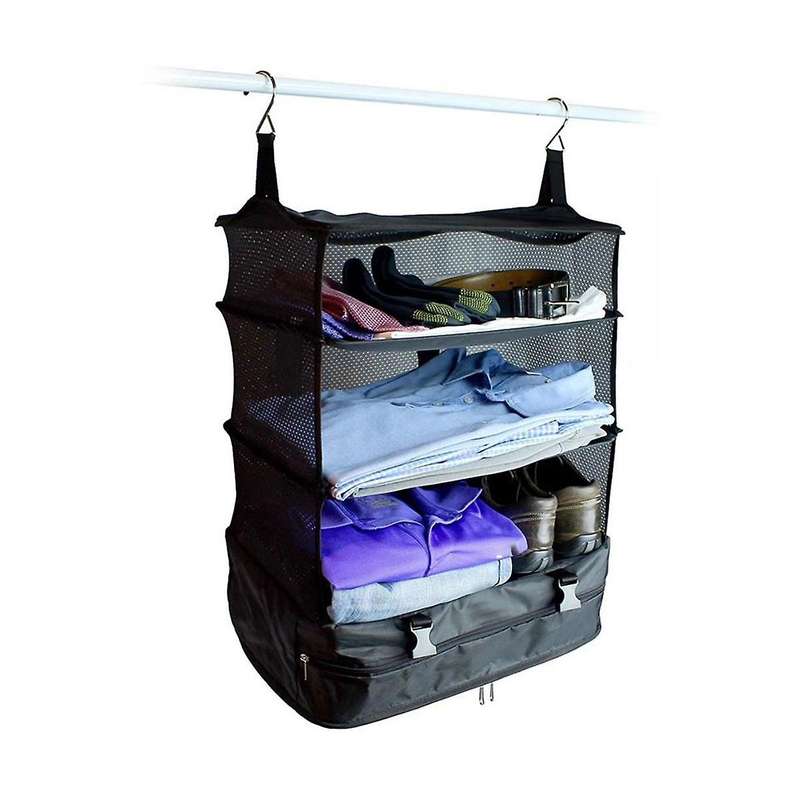 Travel Luggage Organizer Shelves Bag Suitcase Packing Square Collapsible Hanging Closet Storage Bag