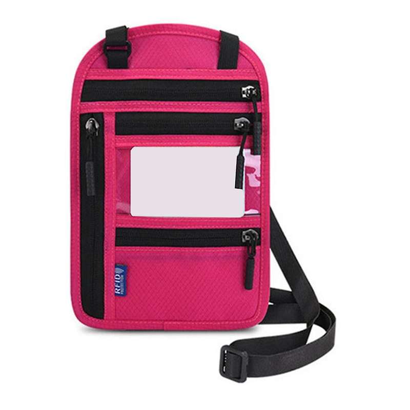 Travel Neck Wallet Pouch with RFID Blocking Passport Cover Holder Document Organizer Card Mobile Pho