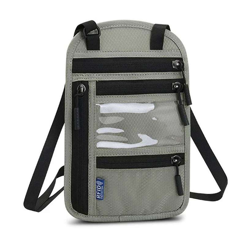 Travel Neck Wallet Pouch with RFID Blocking Passport Cover Holder Document Organizer Card Mobile Pho