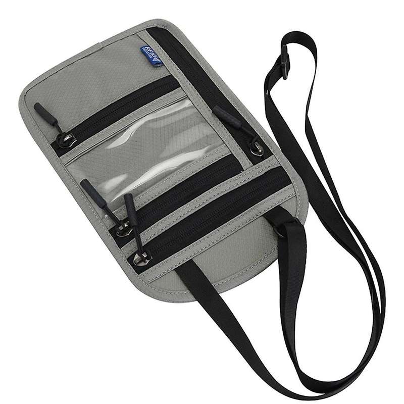 Travel Neck Wallet Pouch with RFID Blocking Passport Cover Holder Document Organizer Card Mobile Pho