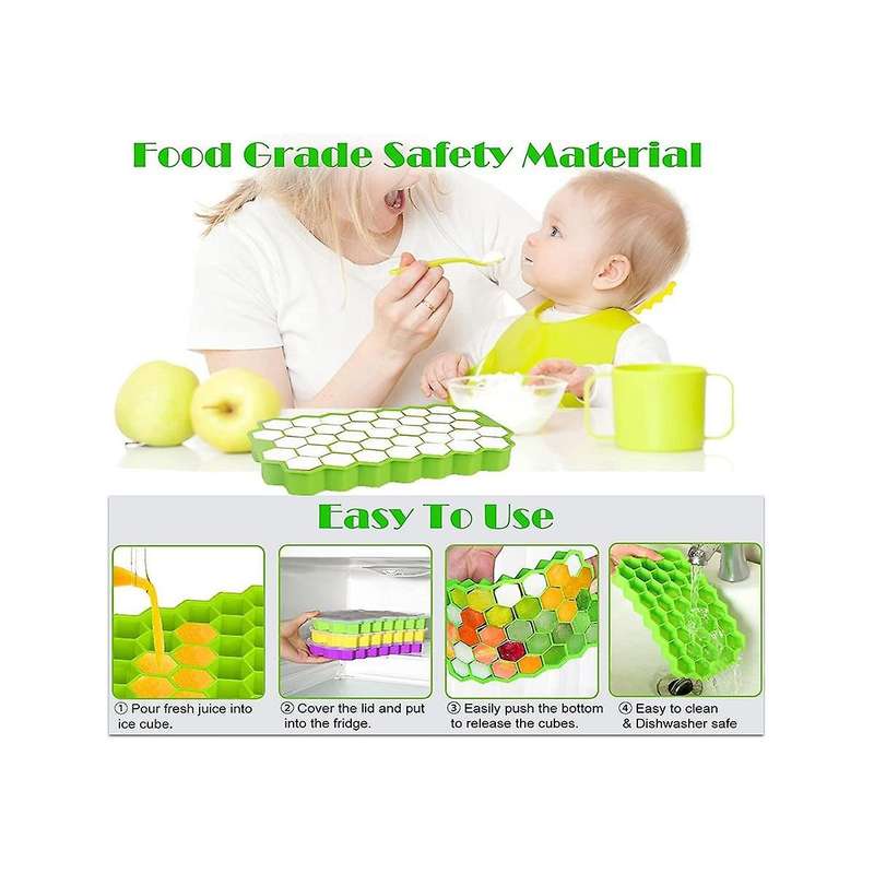Tray, 4 Pack Silicone Ice Trays with Lids, Stackable Flexible Molds for Freezer, Easy Diy