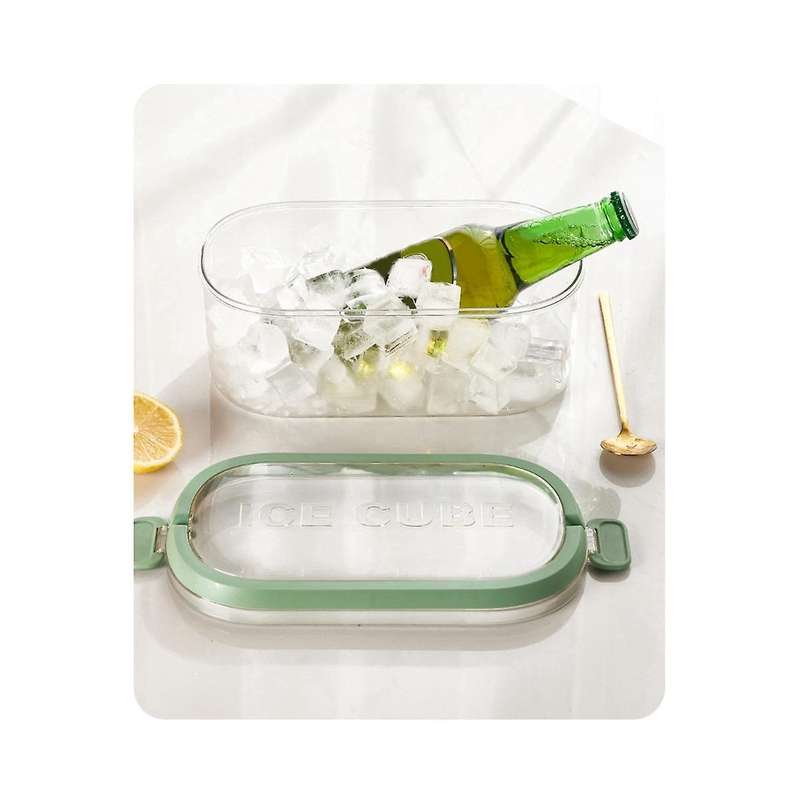 Tray with Lid and Portable Ice Bin, Round Ice Trays, Ice Bucket with Cover&handle and Ice Scoop, 2