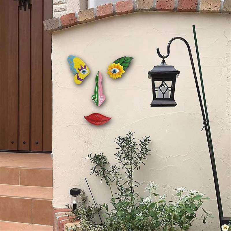 Tree Face Decor Outdoor,Colorful Butterfly Garden Decor,Tree Art Decoration,Suitable for Tree and Wa