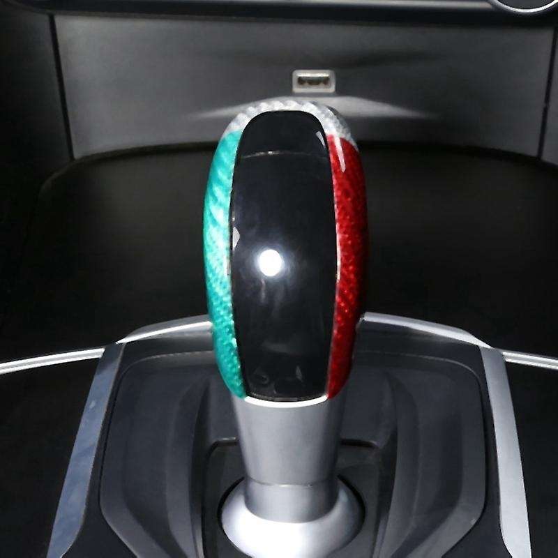 Tricolor Carbon Fiber Style Plastic Gear Shift Head Cover Trim for Stelvio 2017-2019 Car Accessories