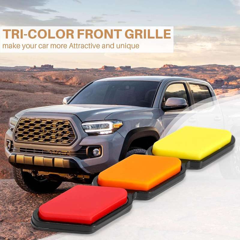 Tri-Color Front Grille Badge Emblem Compatible Toyota Tacoma 4Runner RAV4