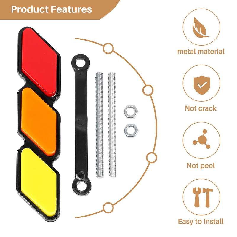 Tri-Color Front Grille Badge Emblem Compatible Toyota Tacoma 4Runner RAV4