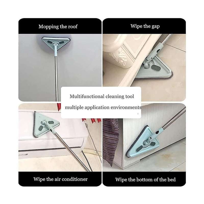 Triangle Shaped 360 Rotatable Adjustable Cleaning Mop, Long Handle Microfiber Dust Mop for Wall, C