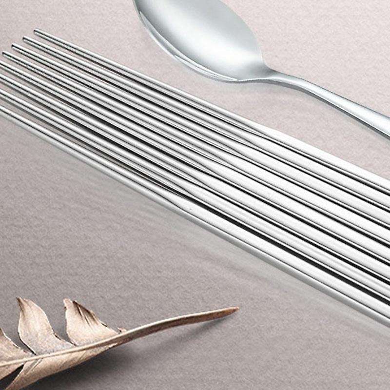 Tri- Stainless Steel Dinnerware Bowls Fork Spoons Chopsticks Tableware Set with Storage Bag for Camp