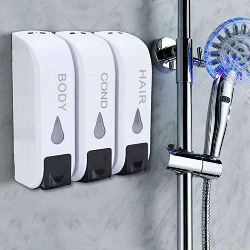 Triple Shower Soap Dispenser Wall Mounted Liquid Shampoo Dispenser