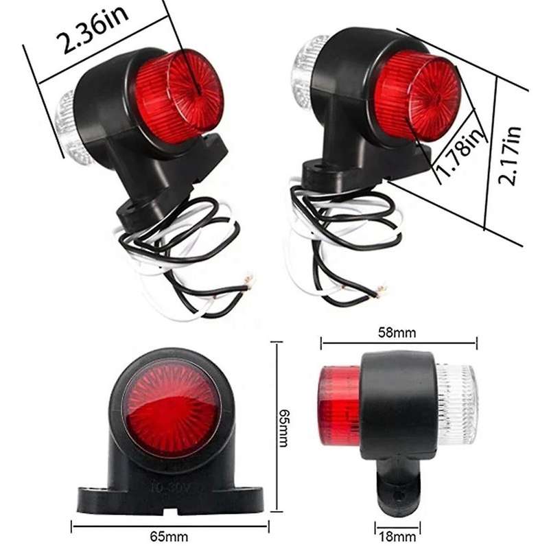 Truck 24V Side Marker Lights 12V Trailer Outline Lamp Clearance Lights Tail Light Assembly for ,2PCS