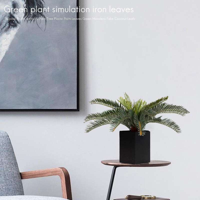 Tropical Plants Artificial Palm Tree Plastic Palm Leaves Green Monstera Fake Coconut Leafs for Home