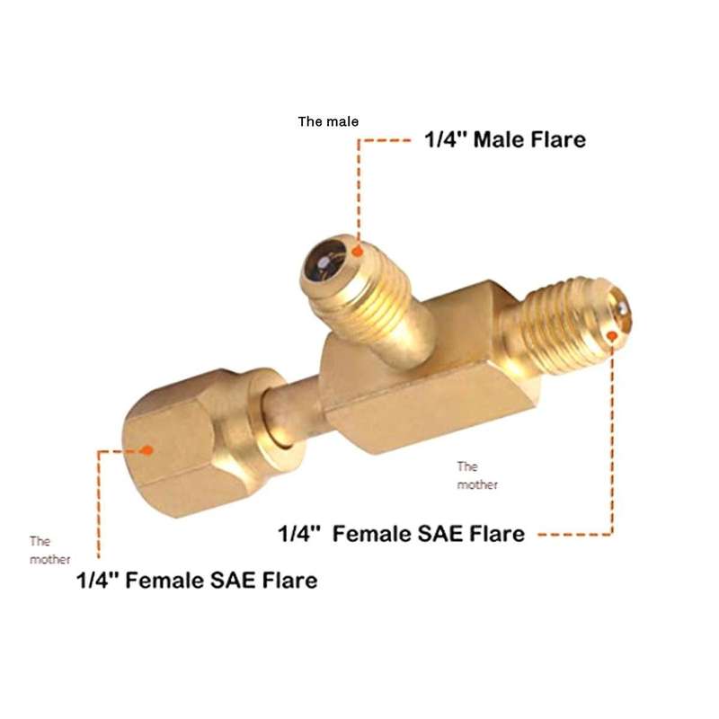 T-Shaped T Type Adapter with Rotary Connector 1/4inch External Thread Accessories New Pump SAE Flare
