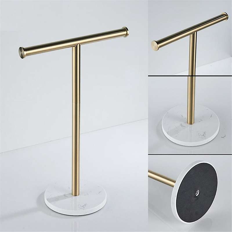 T-shape Hand Towel Stand with Marble Base for Bathroom Countertop Tissue Rack Holder Kitchen Free-st