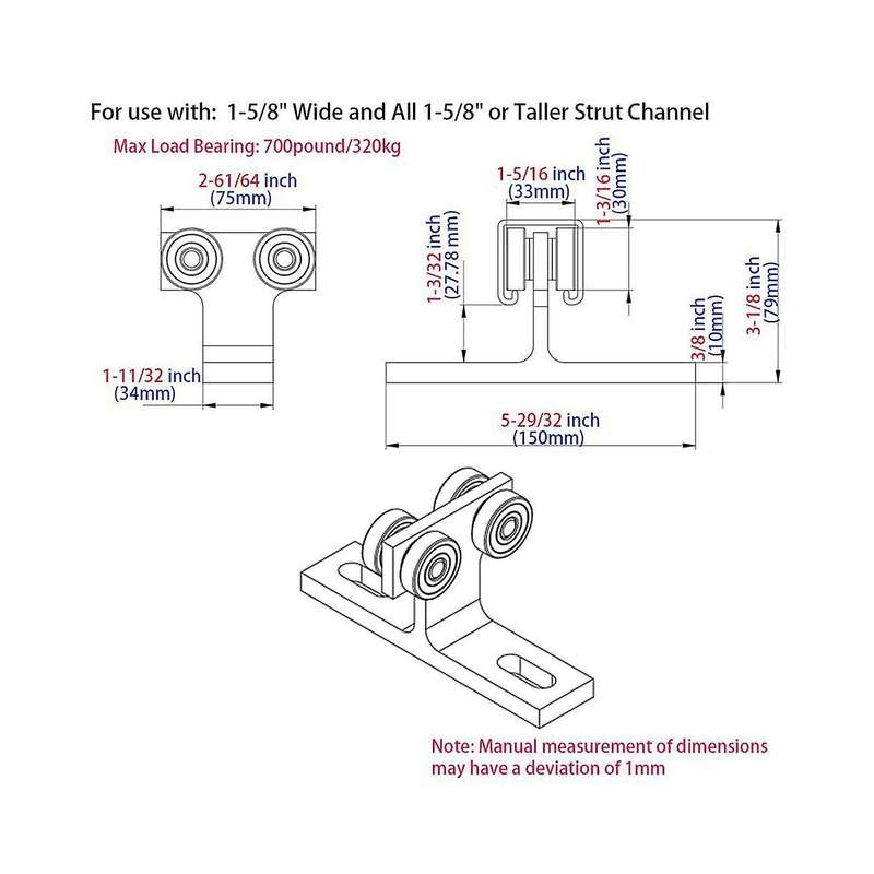 T-type Hanging Wheel Assembly Load- Small Hanging Wheel Push-pull Pulley Hardware T-type Pulley