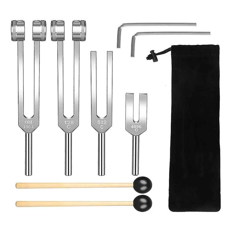 Tuning Fork Set (128hz, 136.1hz, 512hz,4096hz) for Healing Chakra Set