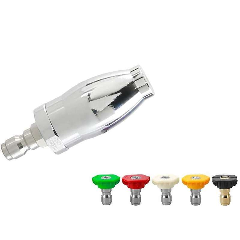 Turbo Nozzle for Pressure Washer, 360 Degrees Rotating Nozzle and 5 Tips, 1/4 Inch Quick Connect, Or