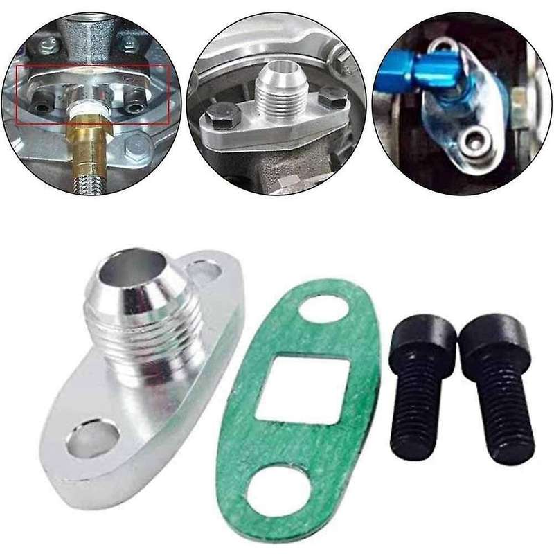 Turbo Oil Drain Outlet Flange Gasket Adapter Kit Set 10AN 10 an Fitting T3 T4 Refitting the An10 Tur