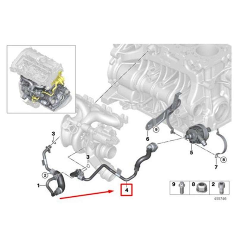 Turbocharger Coolant Return Line for F20 F30 G30 X3 X4 125I 330I 11537643226