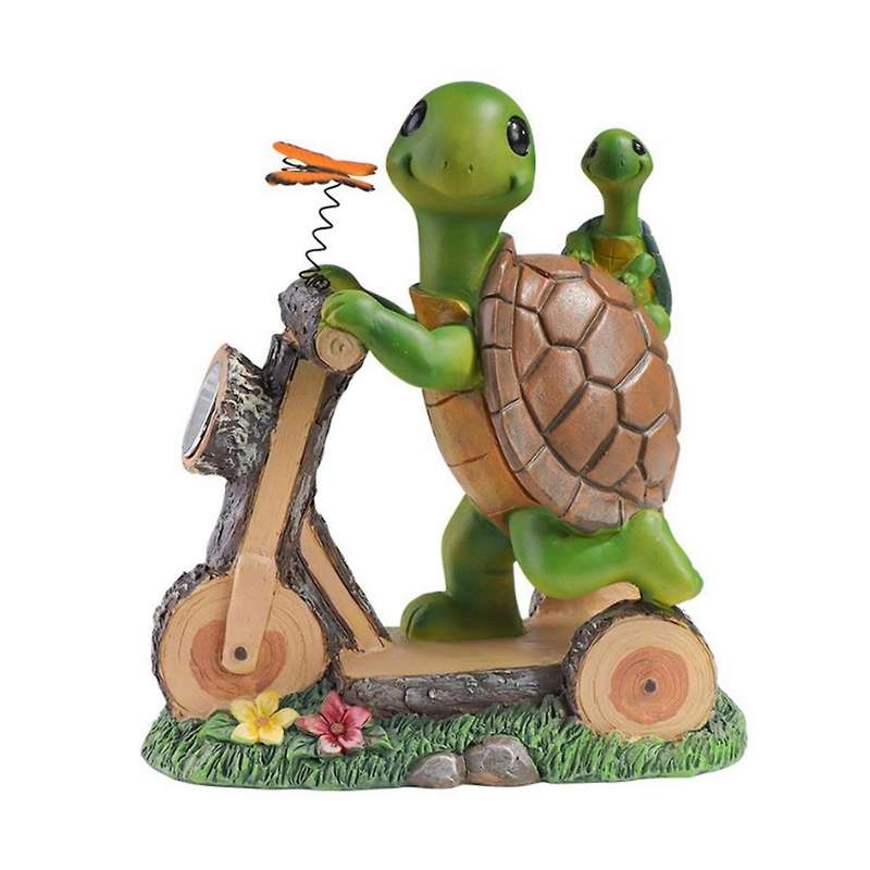 Turtle Outdoor Solar Light Cute Turtle Small Butterfly Garden Decoration Statue Outdoor Turtle Statu