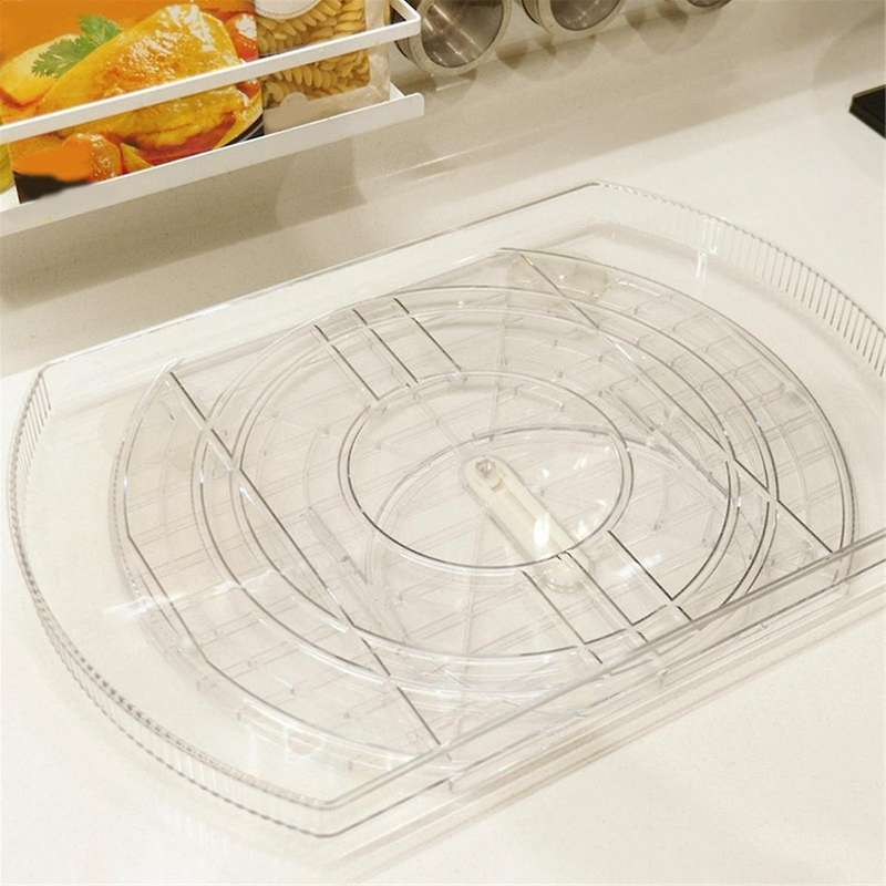Turntable for Refrigerator, Square Turntable Organizer for Fridge Cabinet, Pantry, 1 Pack - Clear