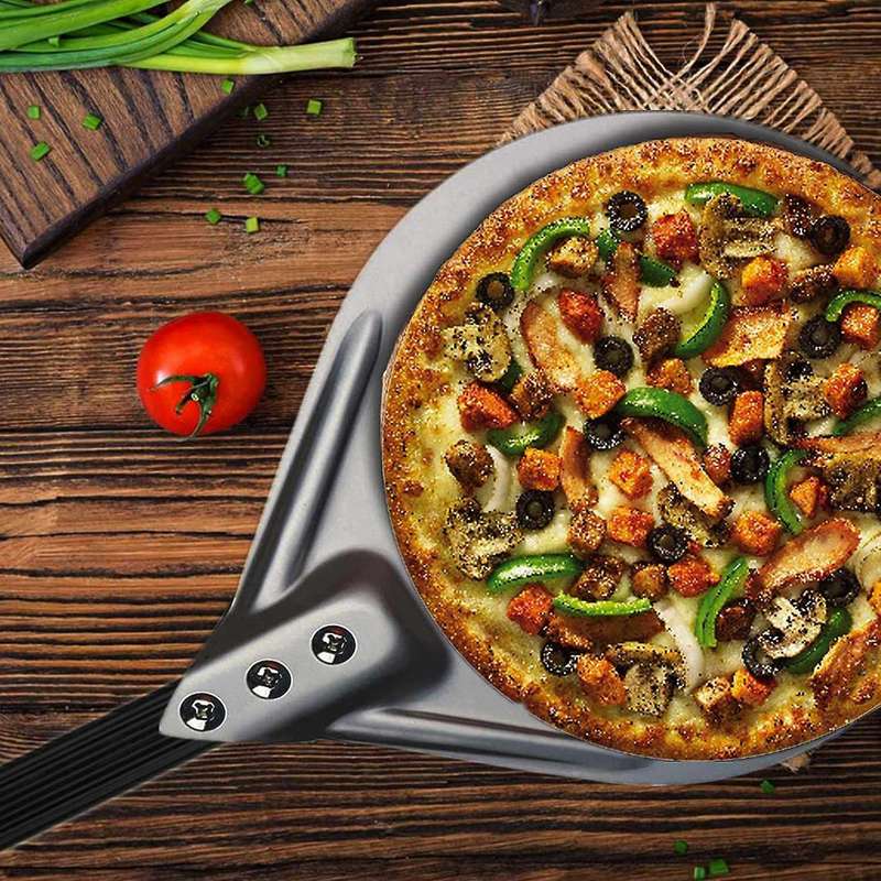 Turning Pizza with 8 inch Aluminum Round Pizza Paddle, 23.6 inch Overall, Outdoor Pizza Oven Access