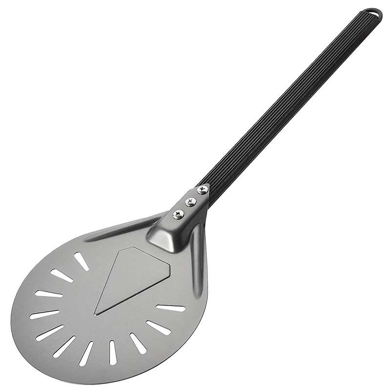 Turning Pizza with 8 inch Aluminum Round Pizza Paddle, 23.6 inch Overall, Outdoor Pizza Oven Access