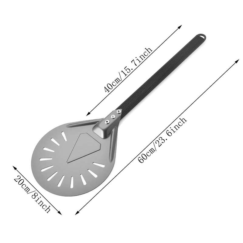 Turning Pizza with 8 inch Aluminum Round Pizza Paddle, 23.6 inch Overall, Outdoor Pizza Oven Access