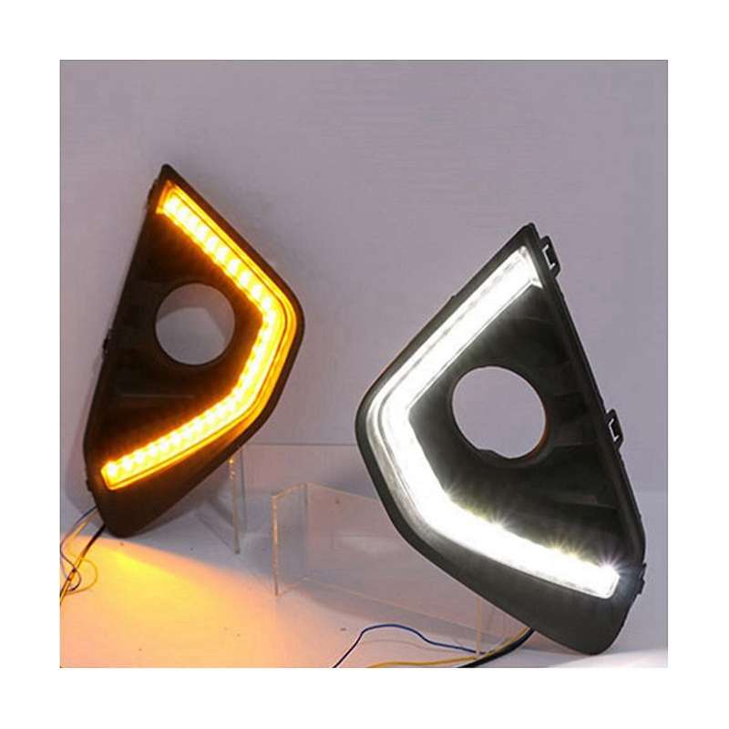 Turn Yellow and Blue Signal Relay Waterproof Car Drl 12v Led Daytime Running Light Fog Lamp for F7