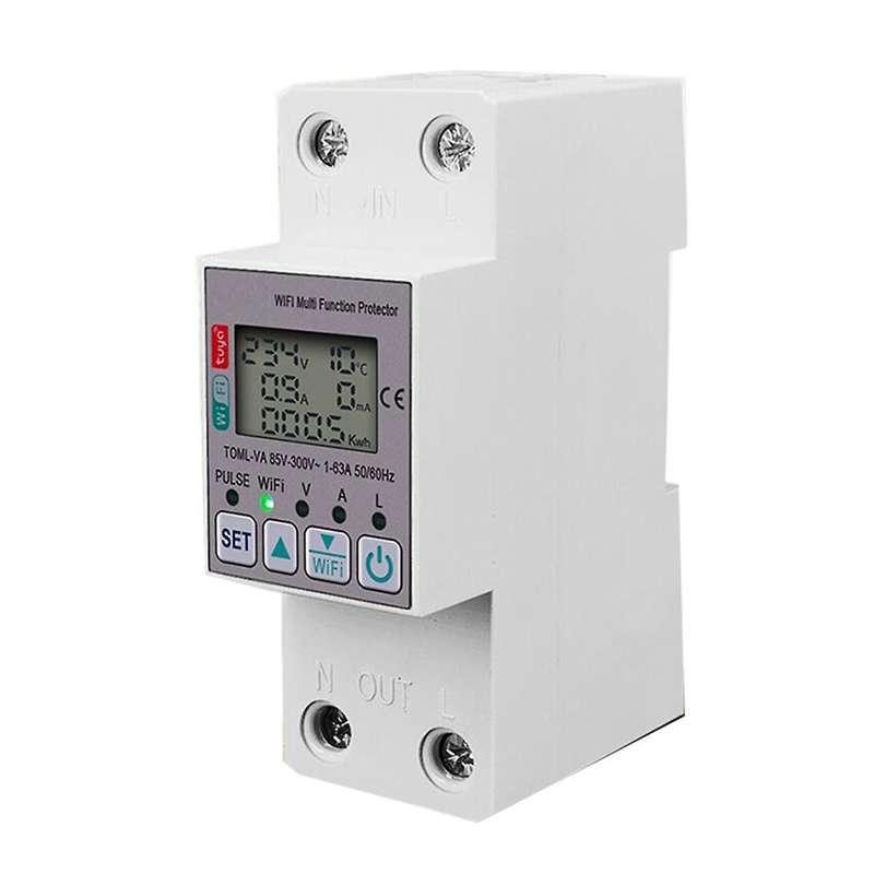 Tuya 63A 110V 220V WiFi Energy Meter Kwh Metering Switch Timing Function with Voltage Current and Le