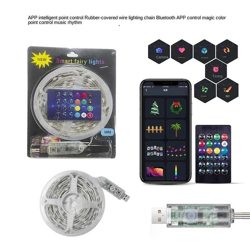 Tuya Bluetooth LED String Lights RGB Phantom Color String Lights Set Intelligent Point Control Water