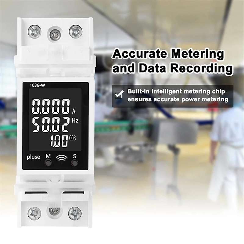 Tuya AC Digital Display Current and Voltage Meter Multi-Function Rail Power Factor Digital Voltmeter