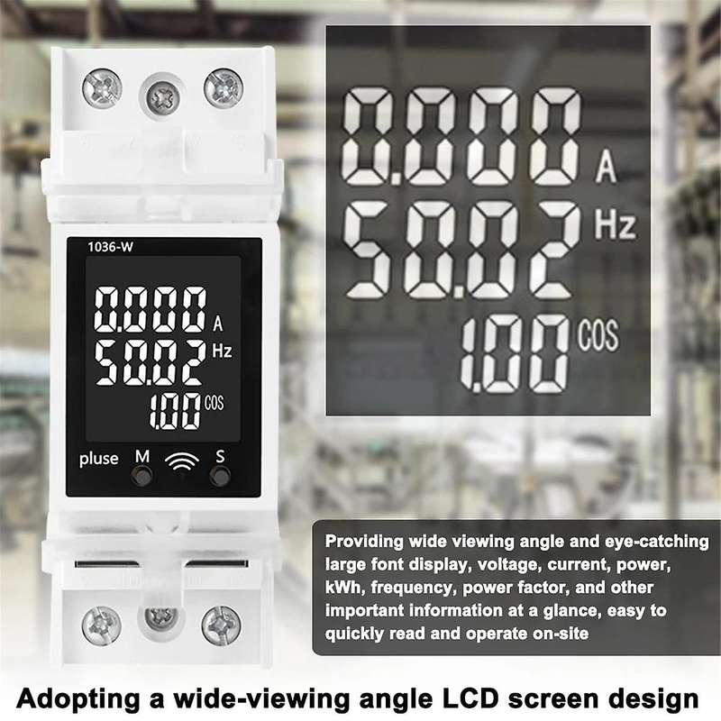 Tuya AC Digital Display Current and Voltage Meter Multi-Function Rail Power Factor Digital Voltmeter