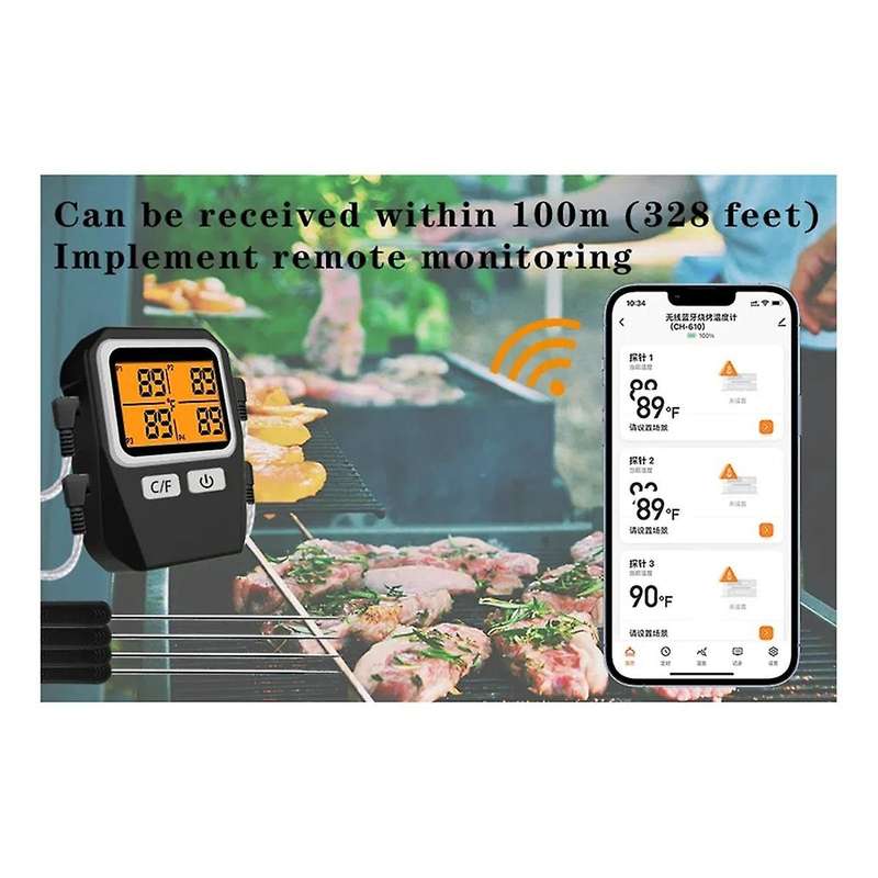 Tuya 100M Wireless Meat Food Thermometer Kitchen Cooking Tool Oven Grill BBQ Bluetooth Temperature M