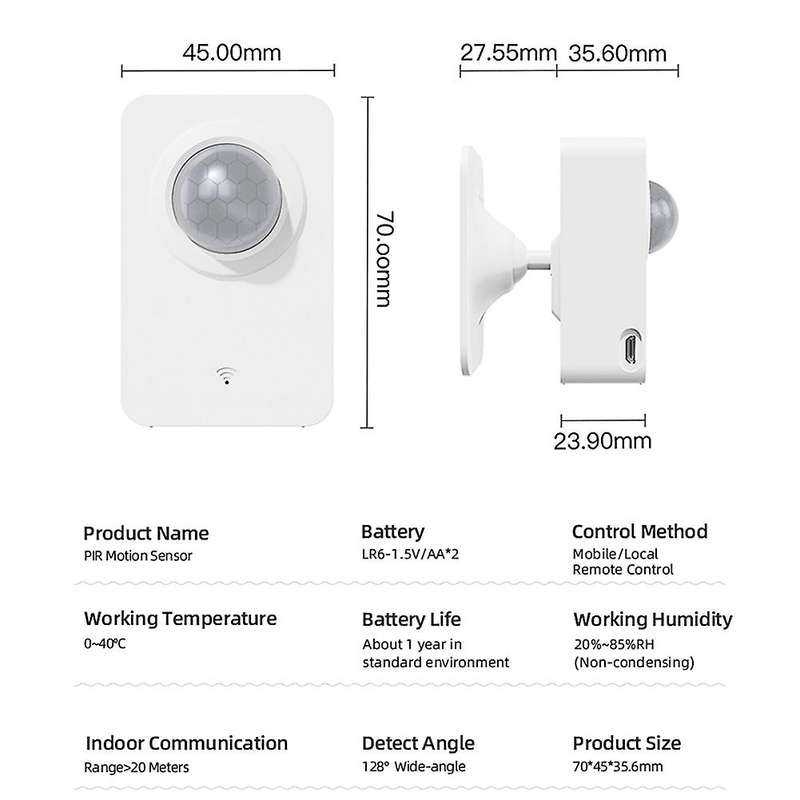 Tuya PIR Motion Sensor WiFi for Smart Life Infrared Passive Detection, Security Alarm System Detecto