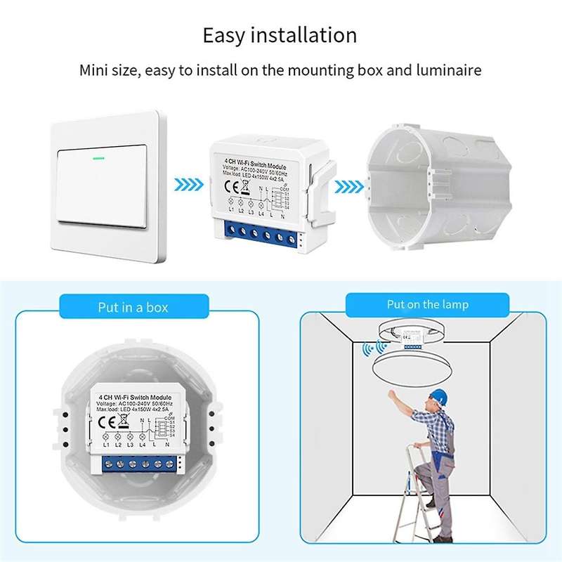 Tuya Smart WiFi Light Switch Control 4 Way Mini Breaker Controlled By Yandex Alexa Home