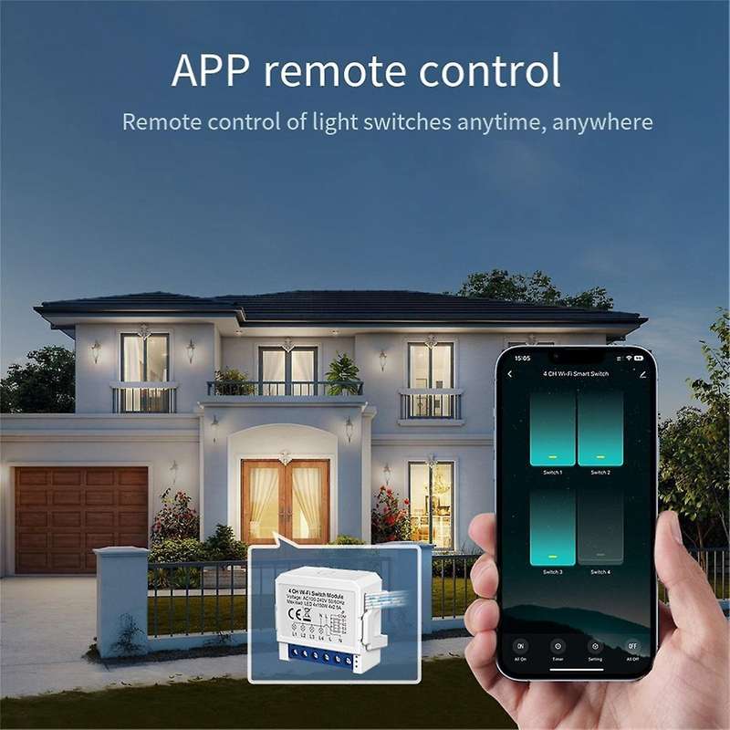 Tuya Smart WiFi Light Switch Control 4 Way Mini Breaker Controlled By Yandex Alexa Home