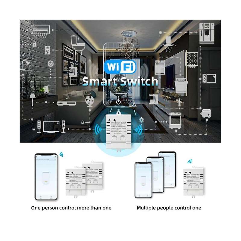 Tuya Smart Wifi Switch Diy Timer+remote Ac 85-265v Wifi Wireless Controller 30a Power Monitor Kwh F