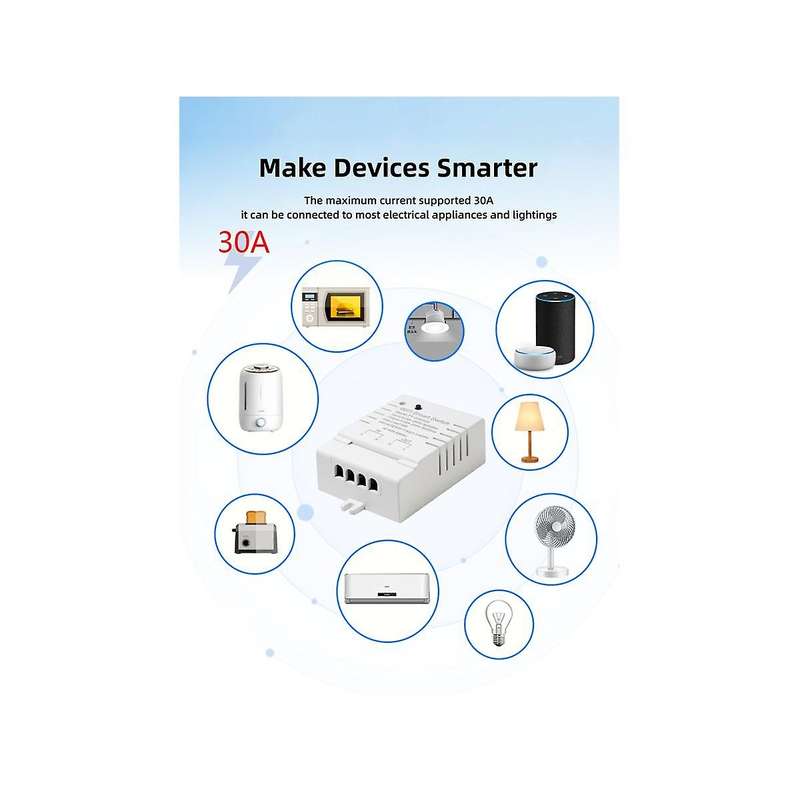 Tuya Smart Wifi Switch Diy Timer+remote Ac 85-265v Wifi Wireless Controller 30a Power Monitor Kwh F