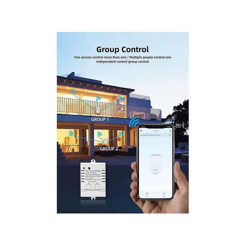 Tuya Smart WiFi Switch DIY Timer+Remote AC 85-265V WiFi Wireless Controller 30A Power Monitor Kwh fo