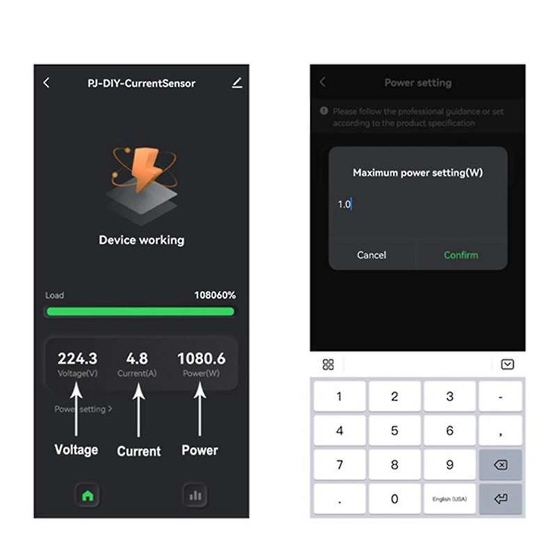 Tuya Smart WiFi Energy Meter 1 Channel with Current Sensor App Monitor Export and Import Power 80A A