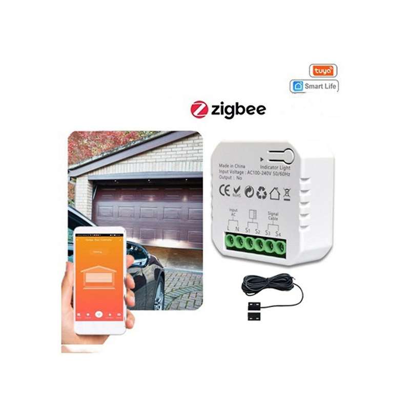Tuya Smart Zigbee Garage Door Opener Controller with Sensor App Control Support Works with for Alex