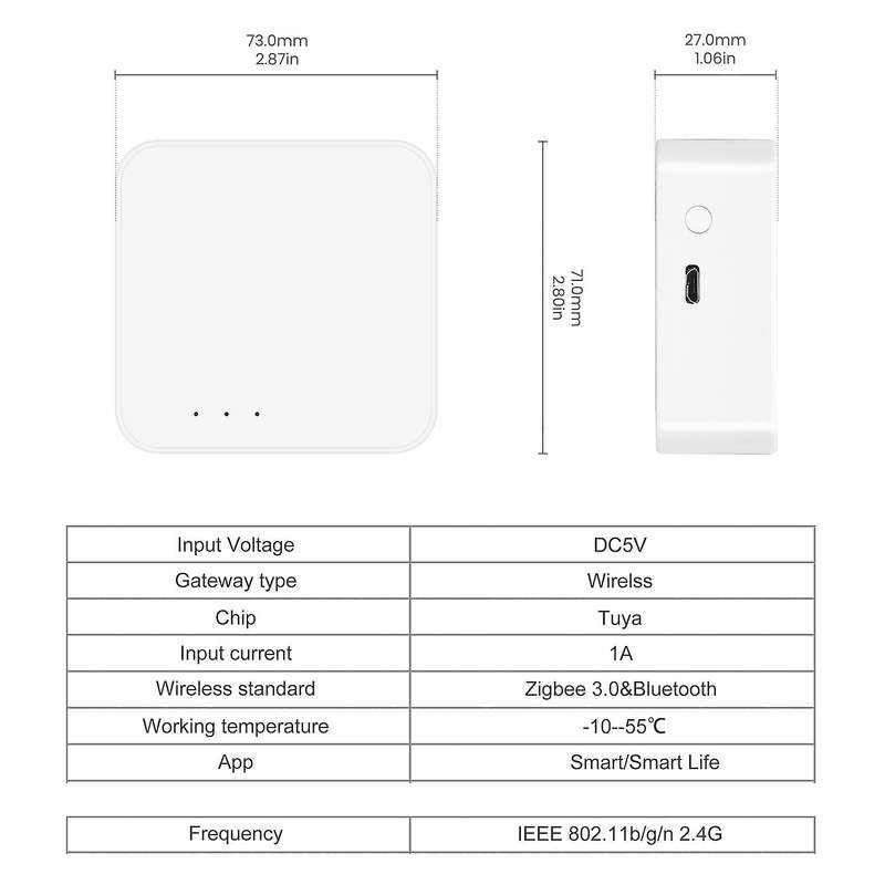 Tuya Smart Wireless ZigBee 3.0 WiFi Bluetooth Gateway Hub Bridge Work with Smart Life Alexa Google H